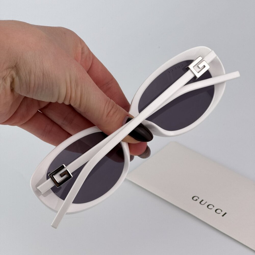 Gucci GG1684SA 006 BRAND NEW Sunglasses White Grey Unisex Oval - Picture 2 of 9